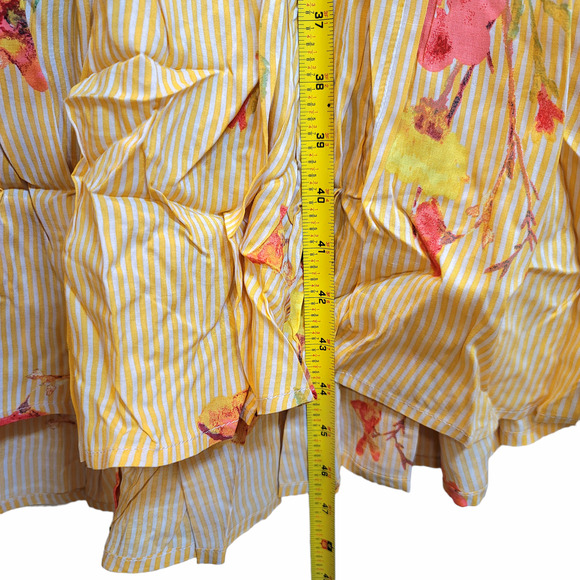 Free People Midi Sundress Strappy Sz XL Yellow Floral Rosie Posie Ruffle Lined - Picture 16 of 16